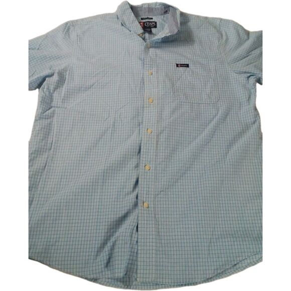 Chaps  Easy Care Short Sleeve Button Down Shirt Size Large - Picture 2 of 10